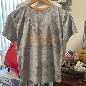 Adidas Kids Heather Gray Tee with Orange Logo
